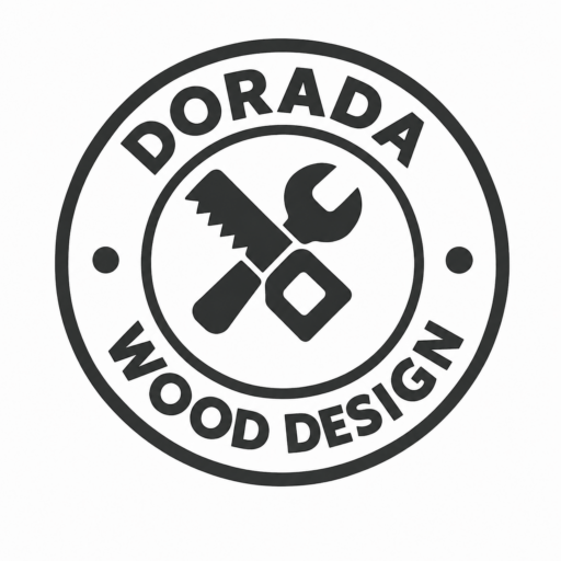Logotipo recortado de Dorada Wood Design en negro sobre fondo blanco