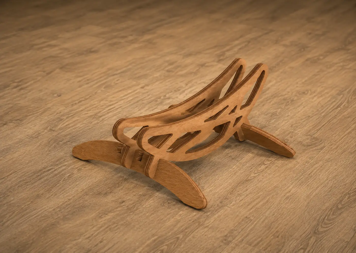 Soporte de suelo de madera con diseño curvo para bicicletas