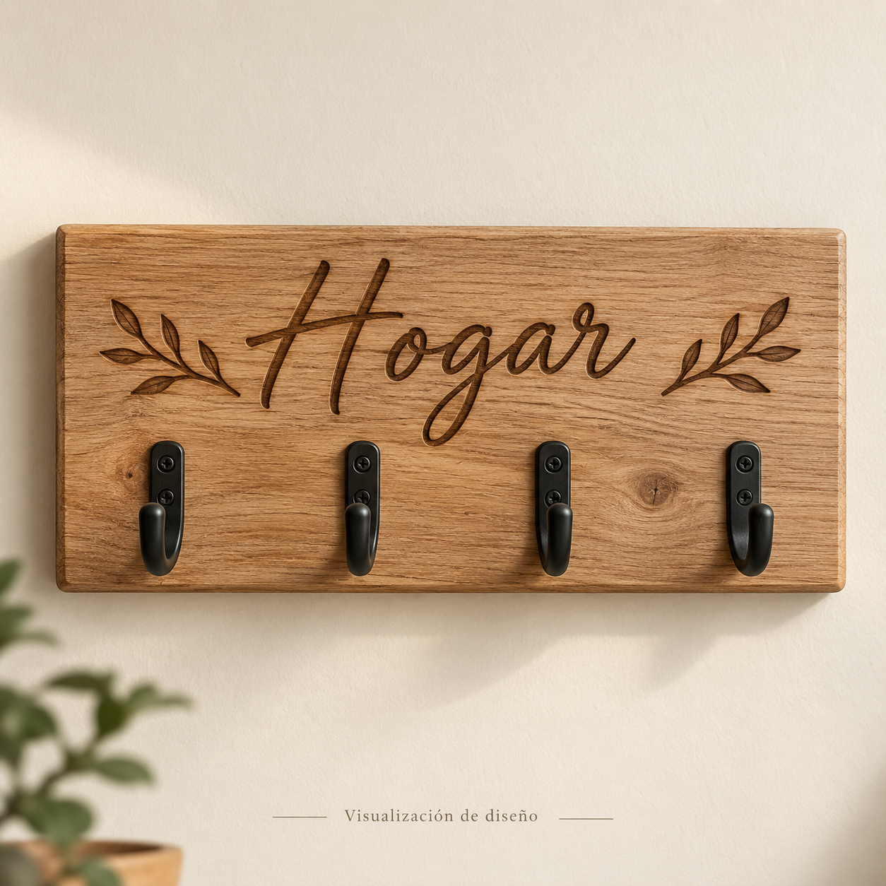 Visualización de diseño generada con IA: propuesta de llaves en madera