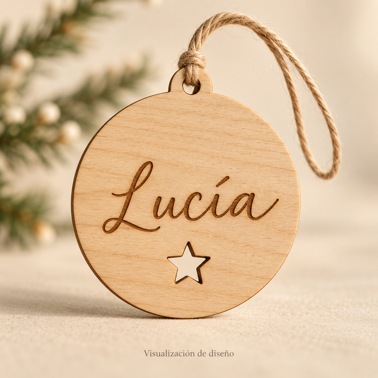 Visualización de diseño generada con IA: propuesta de navidad en madera