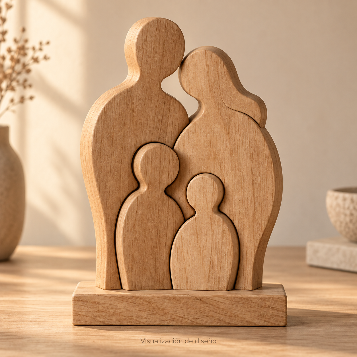 Visualización de diseño generada con IA: propuesta de puzzle en madera