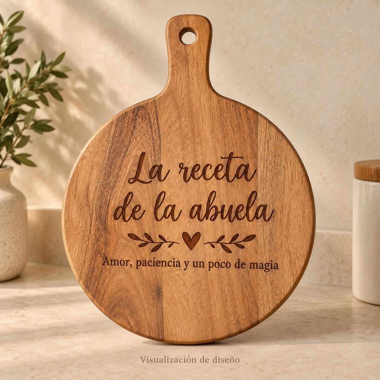Visualización de diseño generada con IA: propuesta de receta en madera